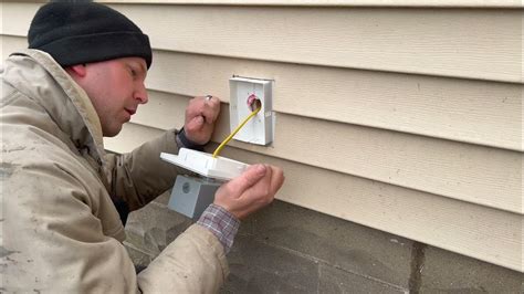 junction box vinyl soffit|vinyl siding outlet box installation.